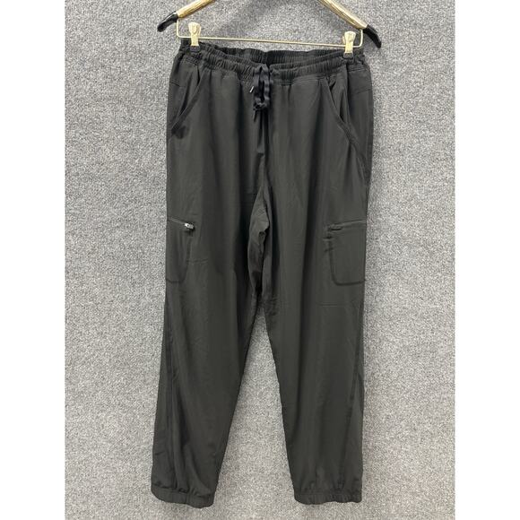 EDDIE BAUER Flannel Line Jogger Cargo Pants Women 14 28x30 Charcoal Drawstring - Picture 1 of 10